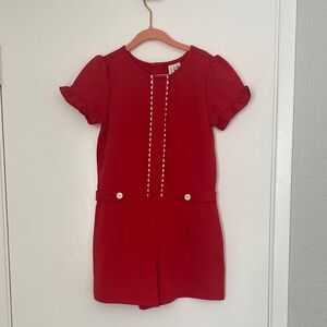 Janie and Jack Girls Red Romper size 7